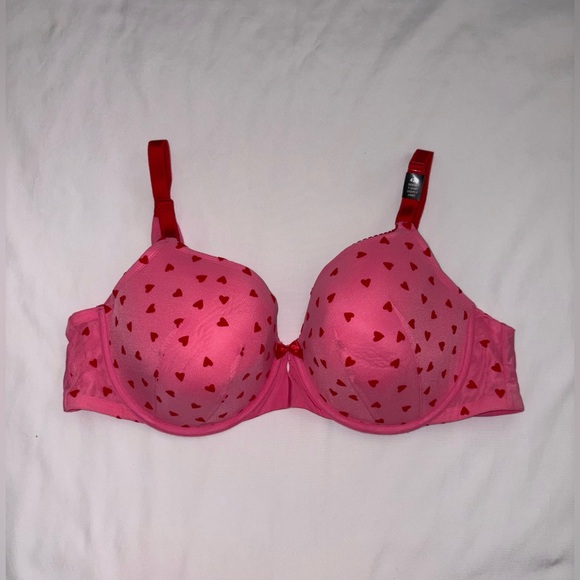 Torrid NWT Size 42D Pink & Red Heart Perfect T Shirt Lightly Lined Bra - Picture 2 of 6